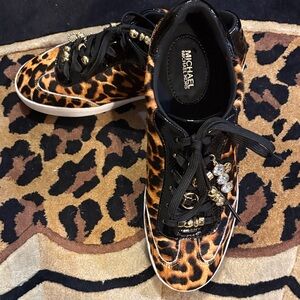 Michael Kors Leopard/ patent Sneaker New Sz8